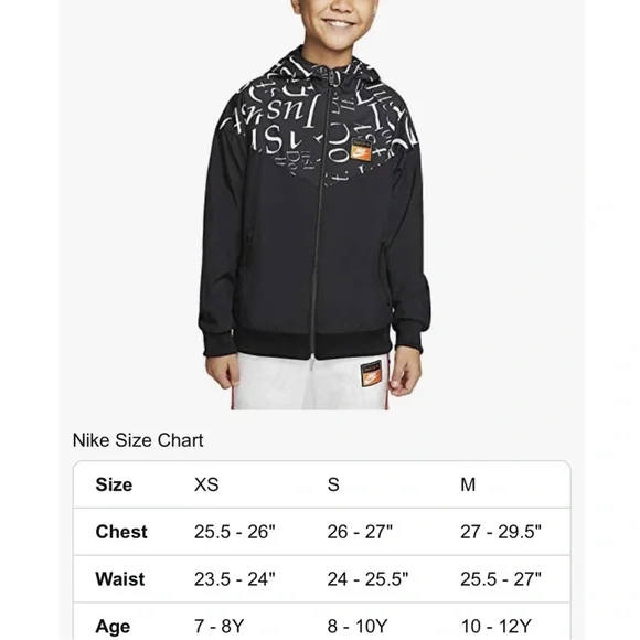 Nike Kids Black White Just Do It Windrunner Jacket - Picture 2 of 6